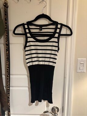 Guess by Marciano Black and White Striped Tank Top